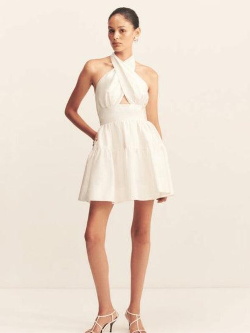 NWT Cleobella Catarina Mini Dress Ivory White Halter Cross Front - Size Small